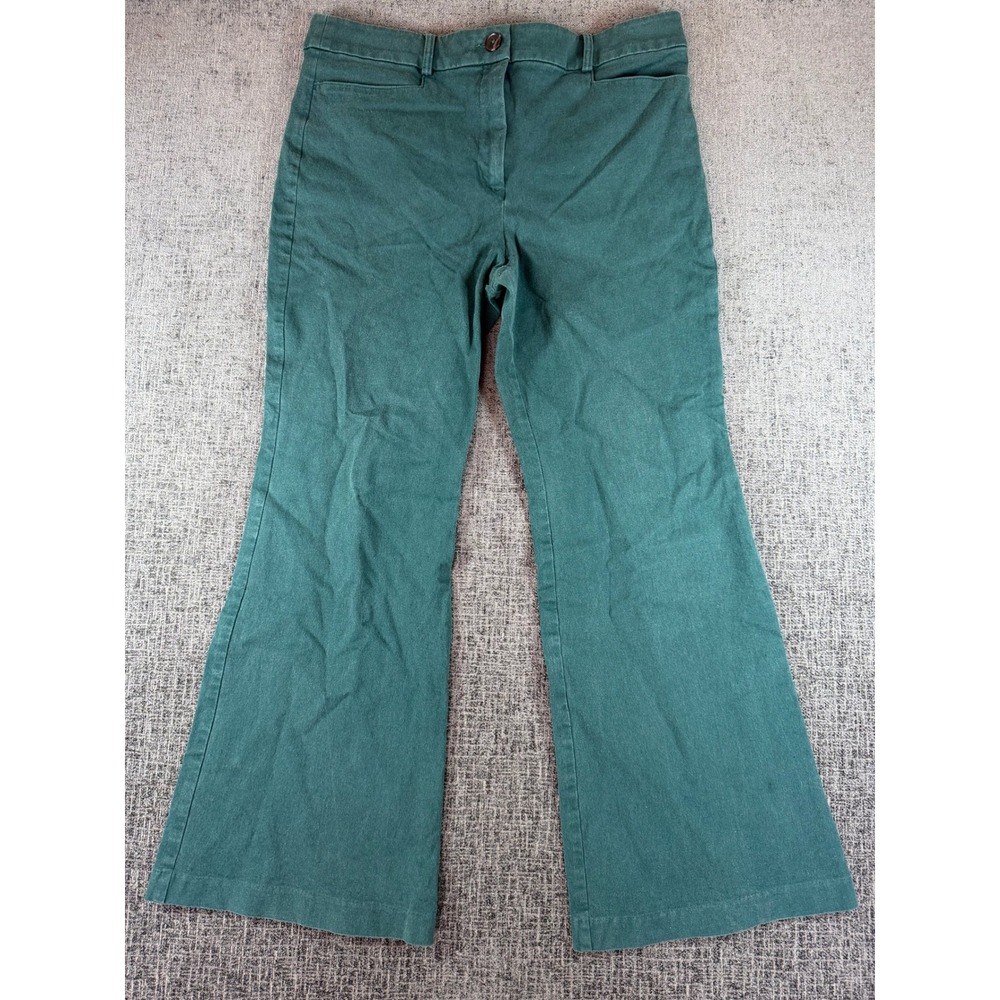 LOFT The Sutton Flare Pants Green Teal Wide Leg Trousers Womens 12